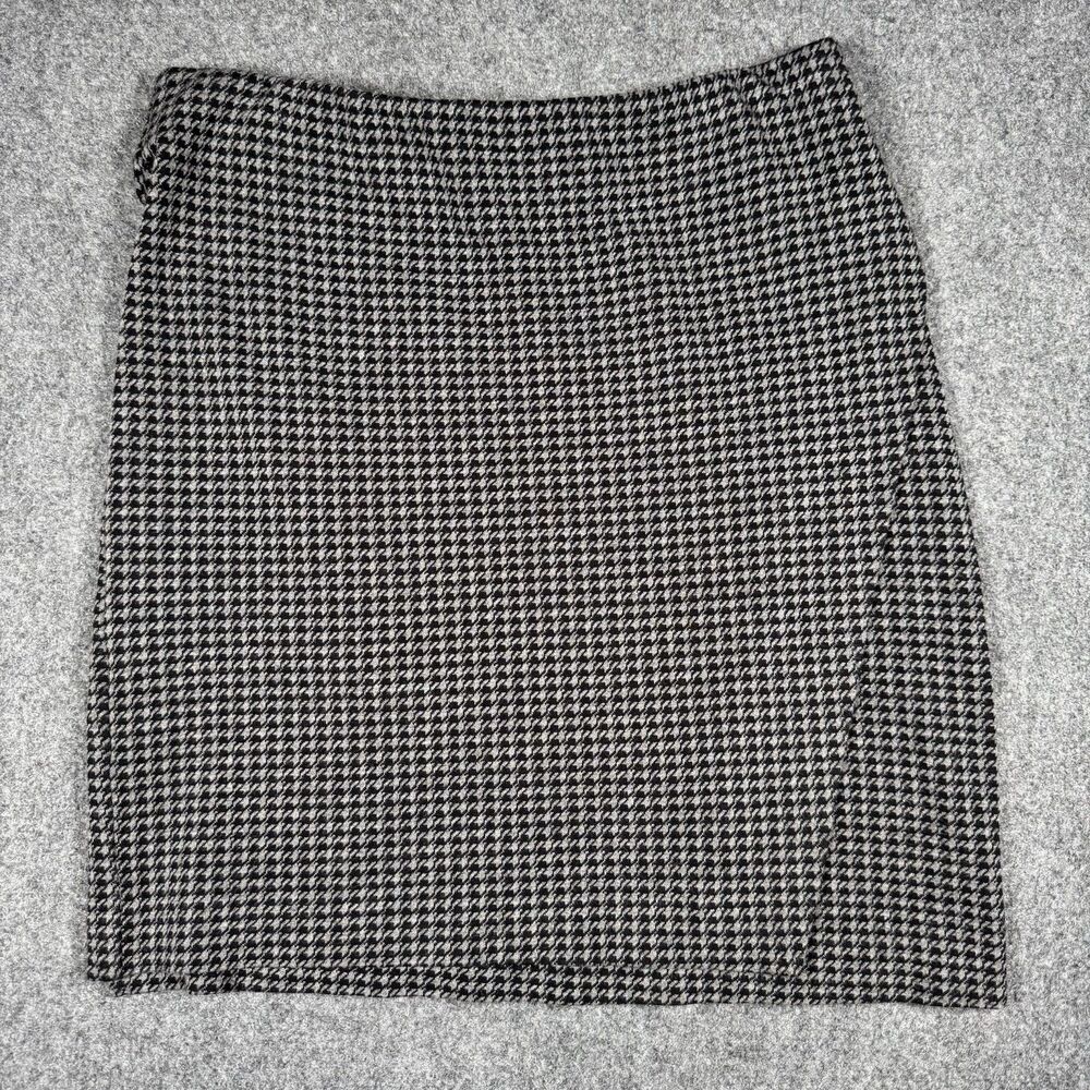 J. Jill Skirt Gray Black Houndstooth Faux Wrap A Line Ponte Women’s Small